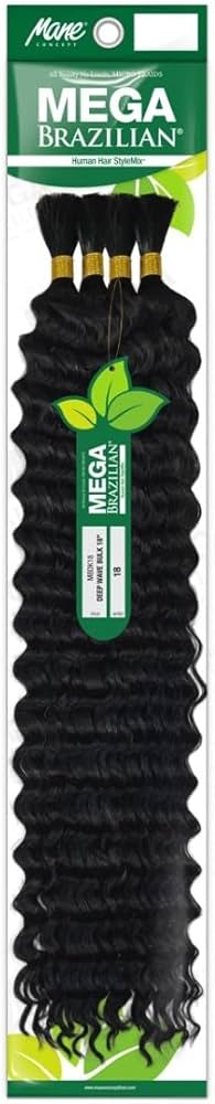 Mane Concept Mega Brazilian Human Hair Blend Braids - DEEP WAVE BULK 18" (BOHO STYLE)