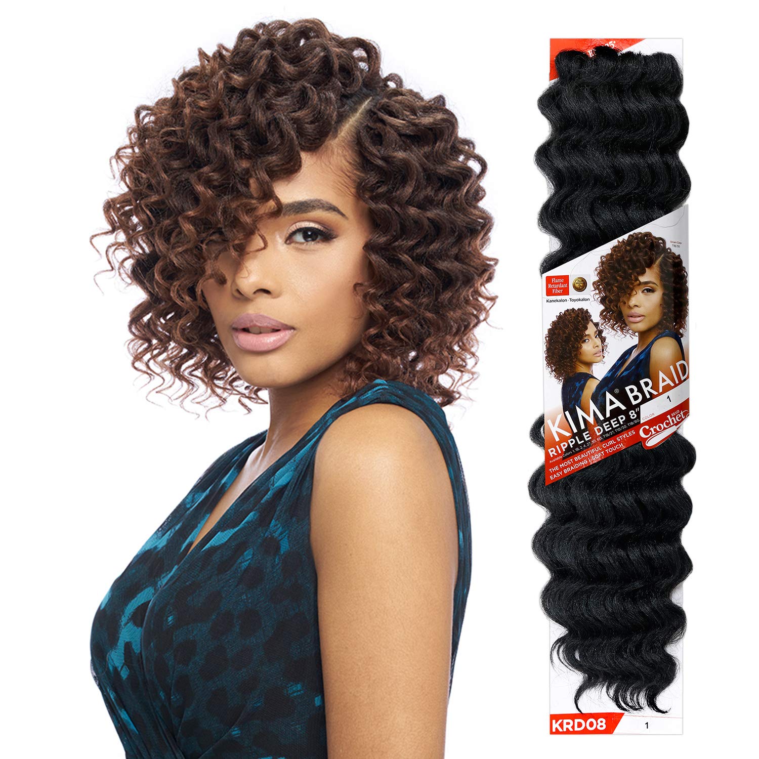 Harlem 125 2X Kima RIPPLE DEEP Crochet Braid 8" KRD08