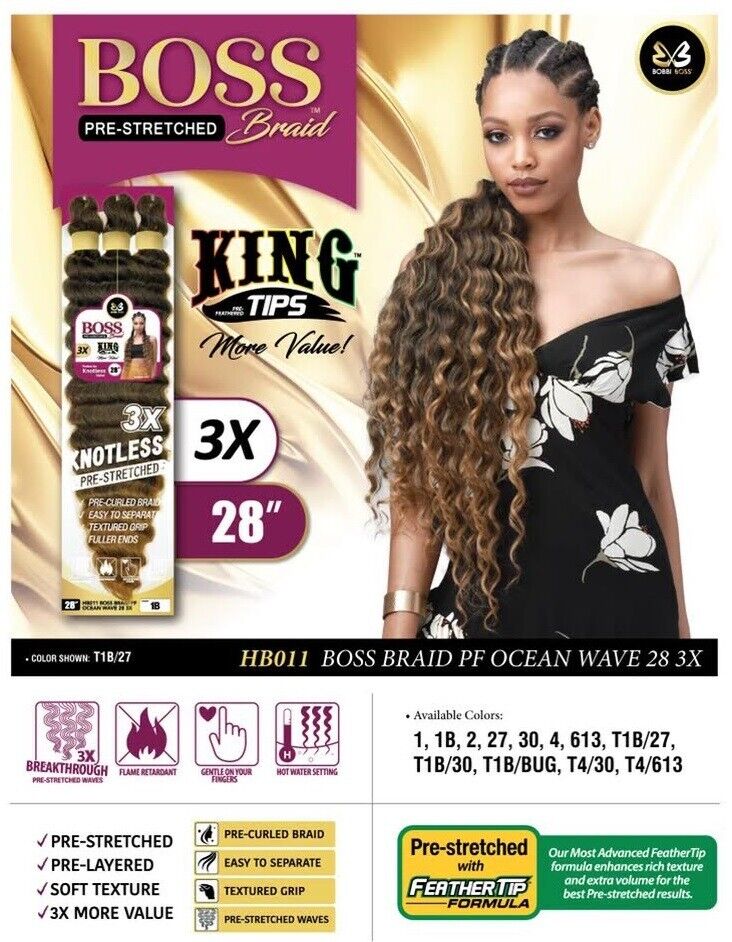 Bobbi Boss | King Tips Ocean Wave Braid Hair | 28" | 3-pack / 3X